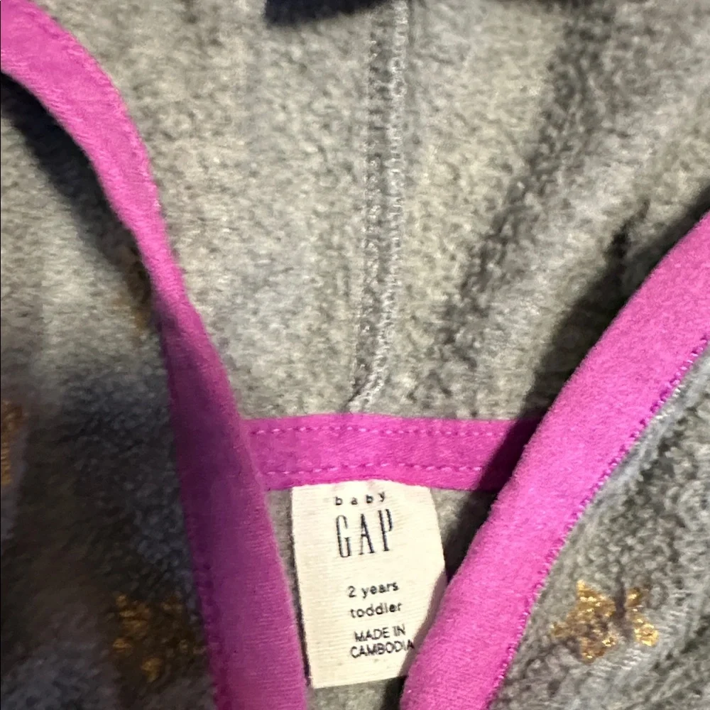 GAP Kids Gray Hoodie with Pink and Gold Details